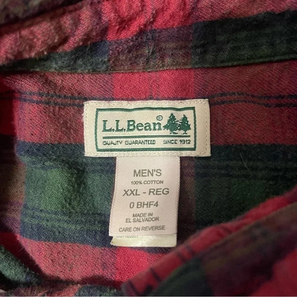 Vintage LL Bean Long Sleeve Button Down Red And Green Mens XXL - Picture 3 of 5